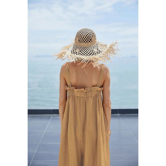 NEW Oversized Cotton Sleeveless Cotton Jumpsuit Adjustable Straps L Orange - Picture 10 of 12